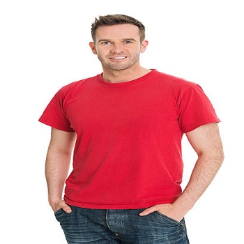 Men Red Plain T-shirt
